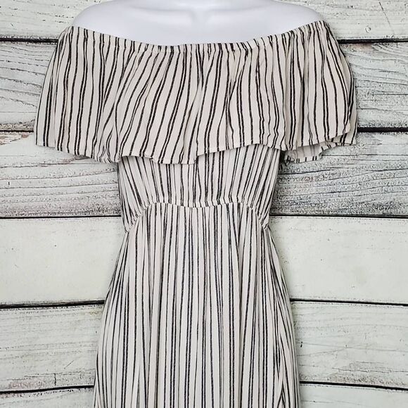 Billabong Off Shoulder Striped Maxi Dress Women’s Size S - Picture 2 of 10